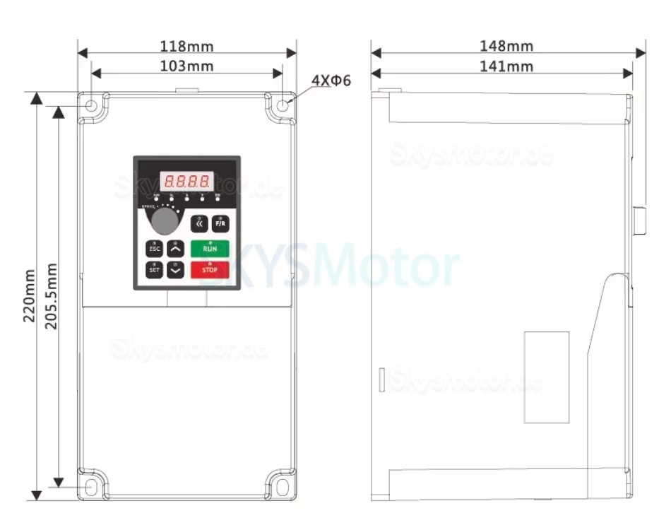 5,5kW Frequenzumrichter (VFD) H100-5.5S2/T4 220V/380V f&uuml;r CNC-Spindelmotor und Graviermaschine
